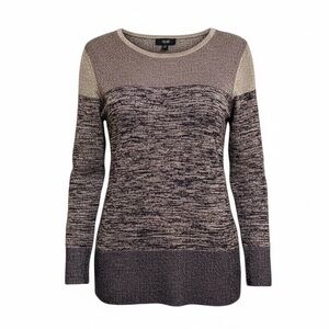 AGB Women's Metallic Scoop Neck Top Sweater Large